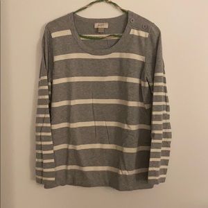 LOFT Gray striped sweater